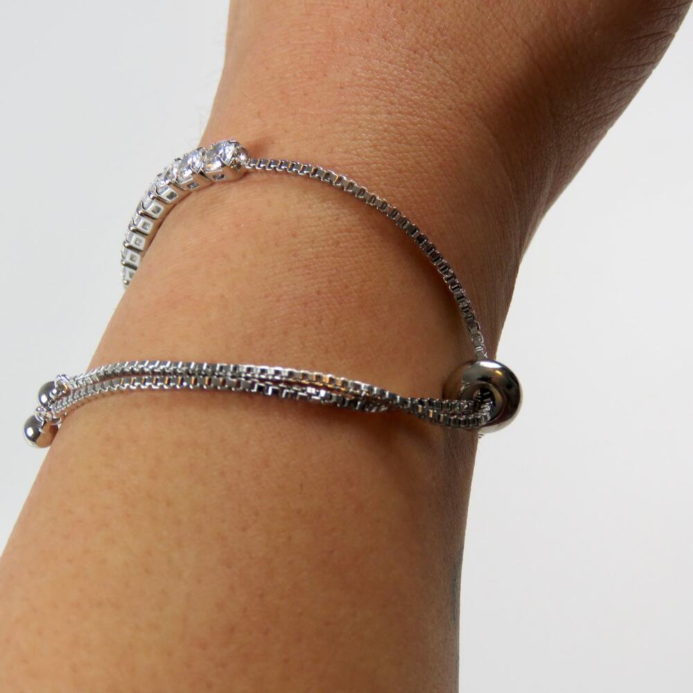 Zales Silver Bracelet with White Stones - Picture 7 of 7